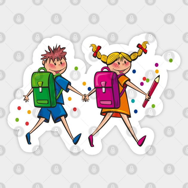 Happy Kids Walking to school Sticker by Sharply